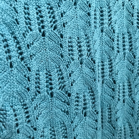 Turquoise Front Knitted Long Sleeved Sweater - Picture 4 of 6